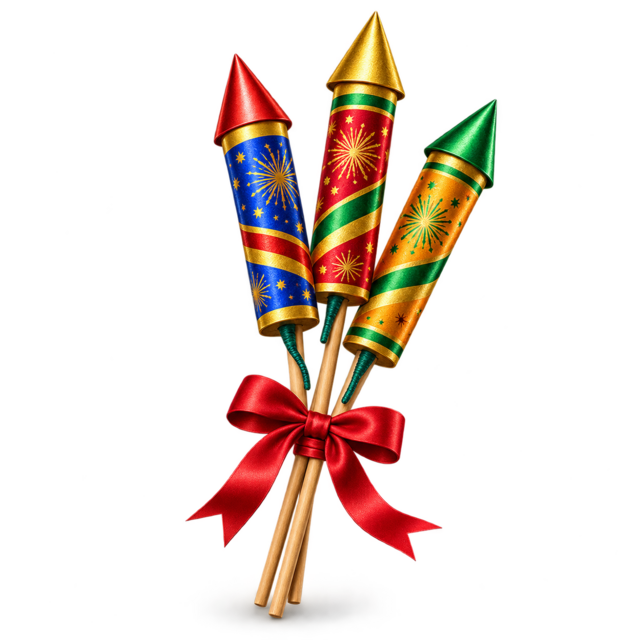 Colourful fireworks rockets